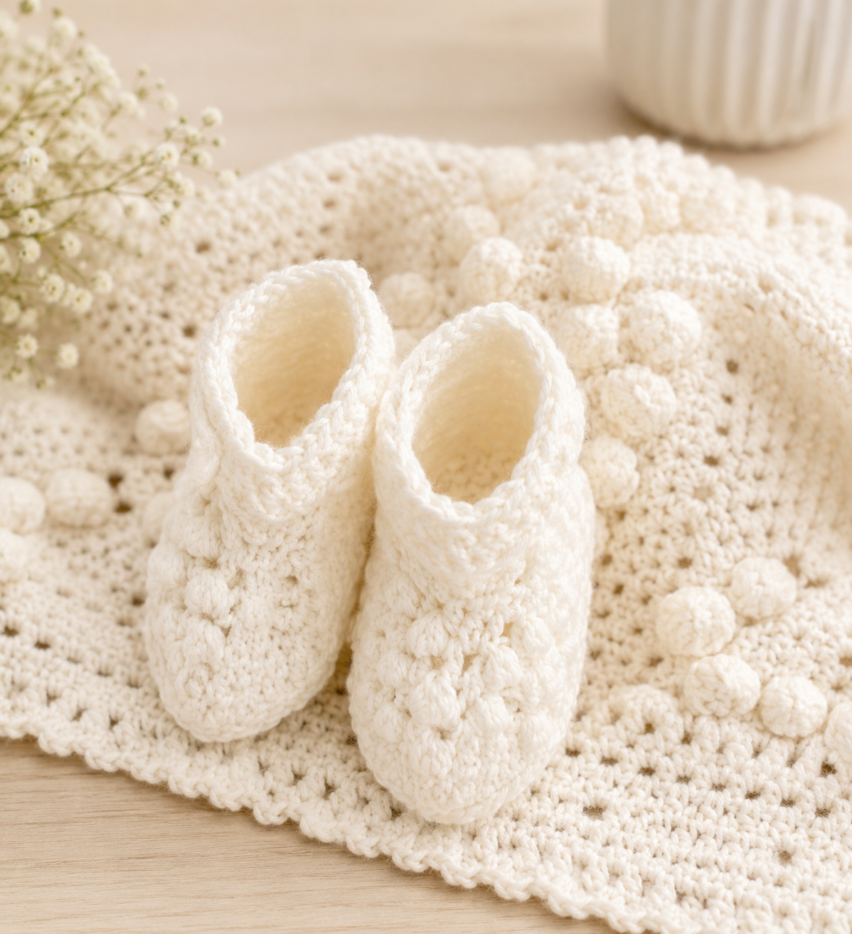 🤍 Gorgeous All White 4 Piece Handmade Baby Crochet Set