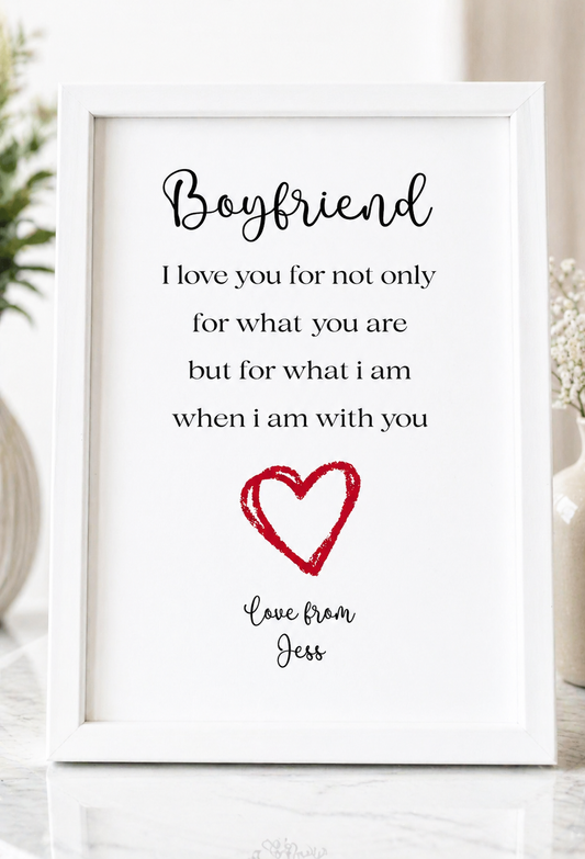 A4 Boyfriend PRINT ONLY. Personalised Gift