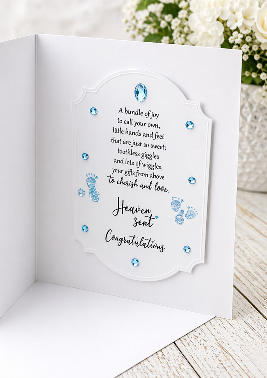 Gorgeous New Arrival Birth Of Your Baby Boy 8x8 Luxury 3D Boxed Card.