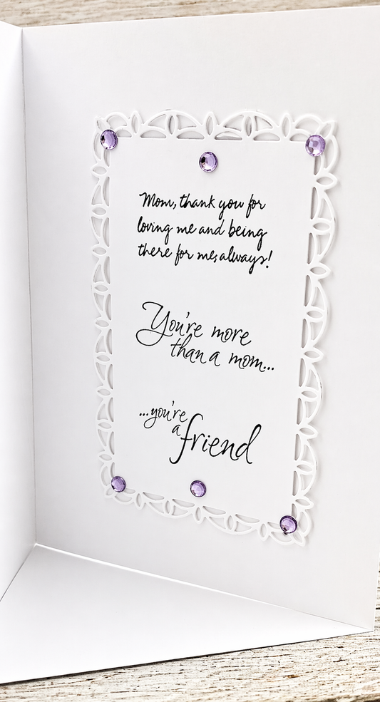Gorgeous Luxury 6x8 Boxed Mother's Day Card. Floral Design With Butterfly.