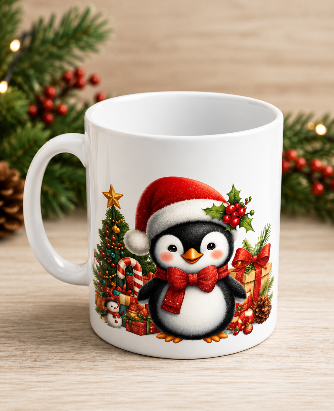 Personalised Penguin Xmas 11oz Mug