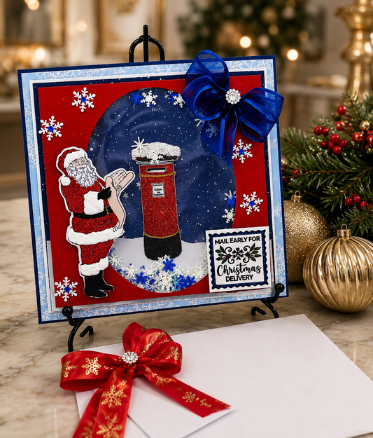 Personalised 3D Luxury Boxed Christmas Shaker Card | Santa Post Box Snow Globe | Any Relation | Handmade 8x8