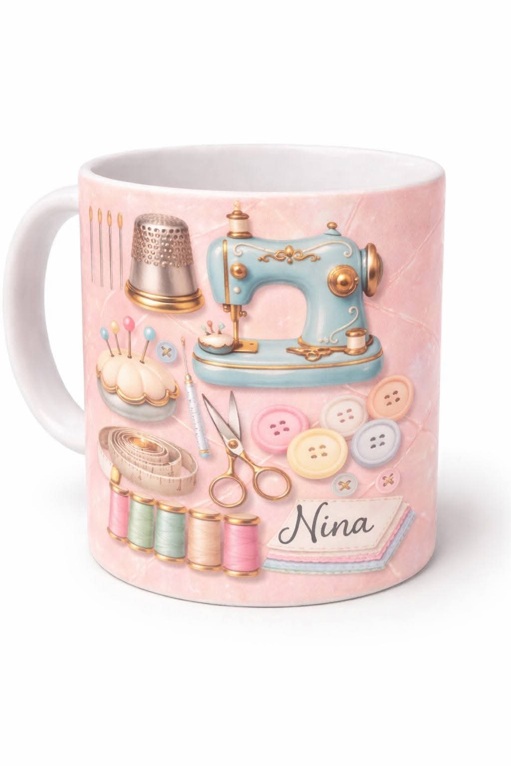 Personalised Sewing Theme 11oz Coffee Mug Gift