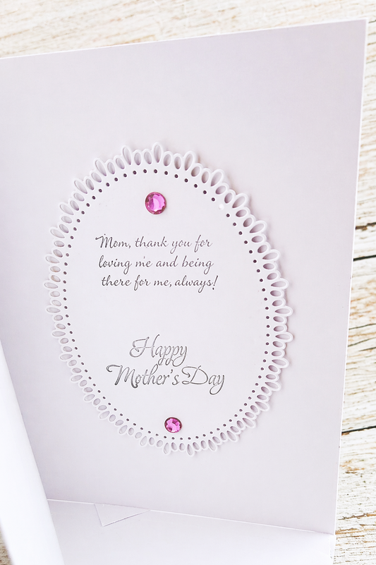 Gorgeous Luxury Boxed 6x8 Mother's Day Card Handmade With Peony Flowers.