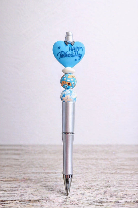💙 "Happy Father's Day" Decorative Beaded Pen — Ideal Gift for Dad