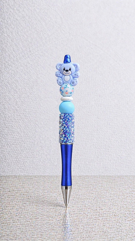 💙 Unicorn Bear Diamanté Decorative Beaded Pen — Ideal Gift for Girls & Students