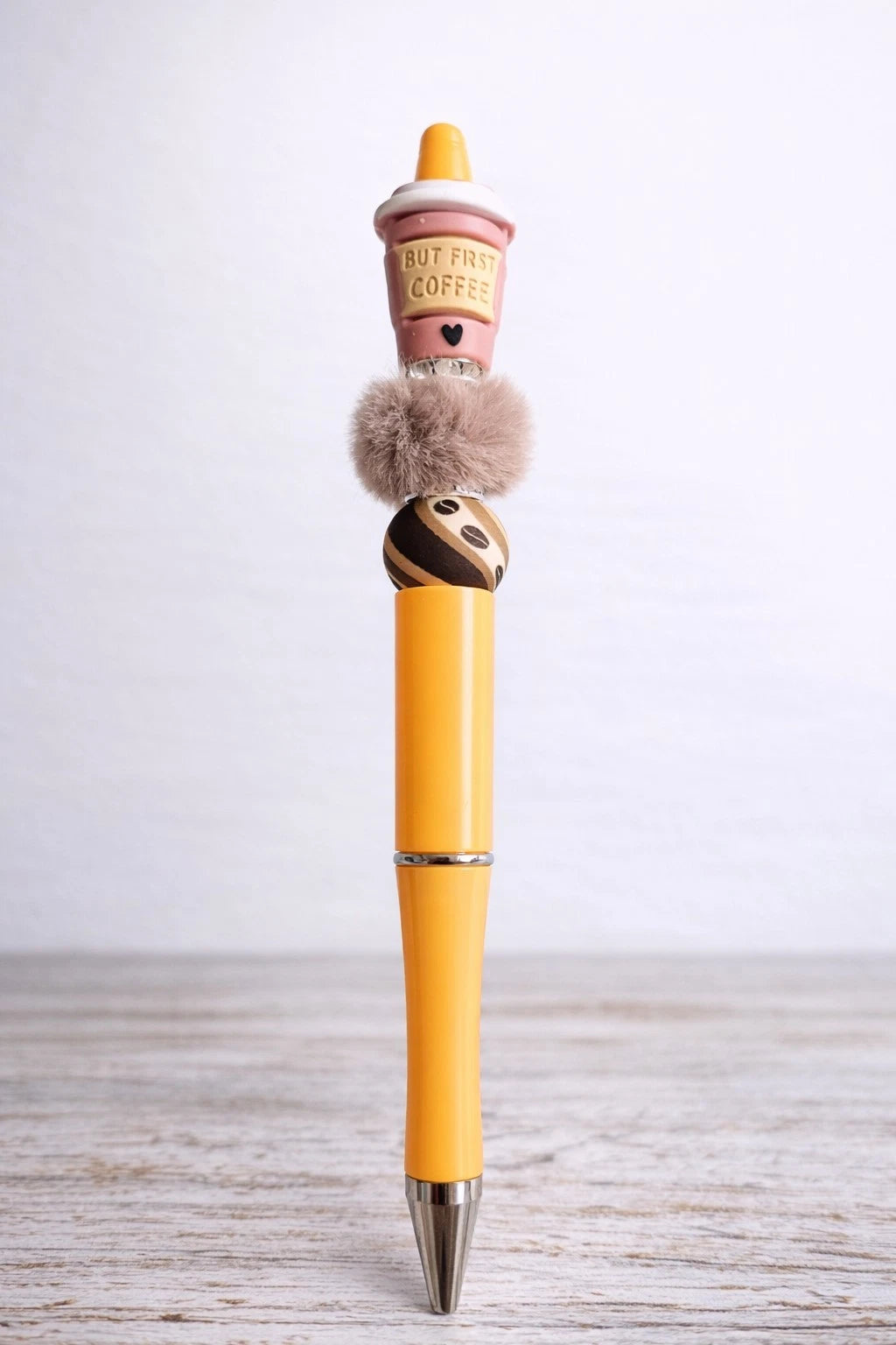 ☕ "But First Coffee" Decorative Beaded Pen — Ideal Gift for Coffee Lovers