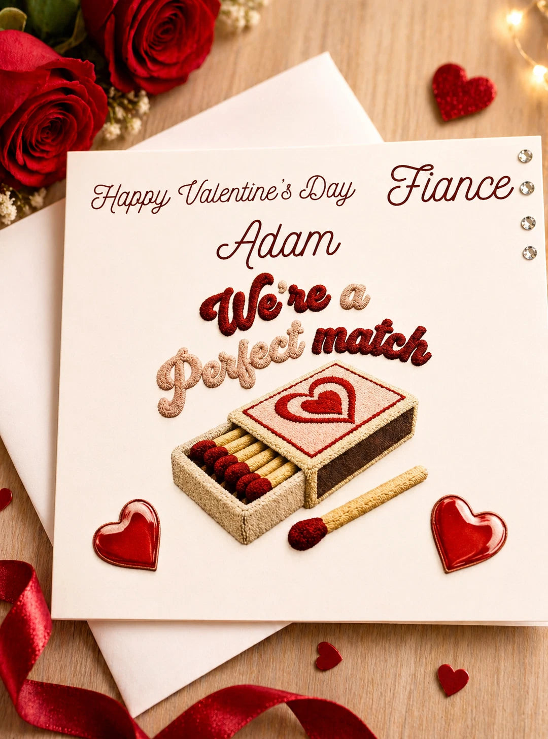 Personalised Fiancé Valentine's Day Card | We're a Perfect Match | 6x6