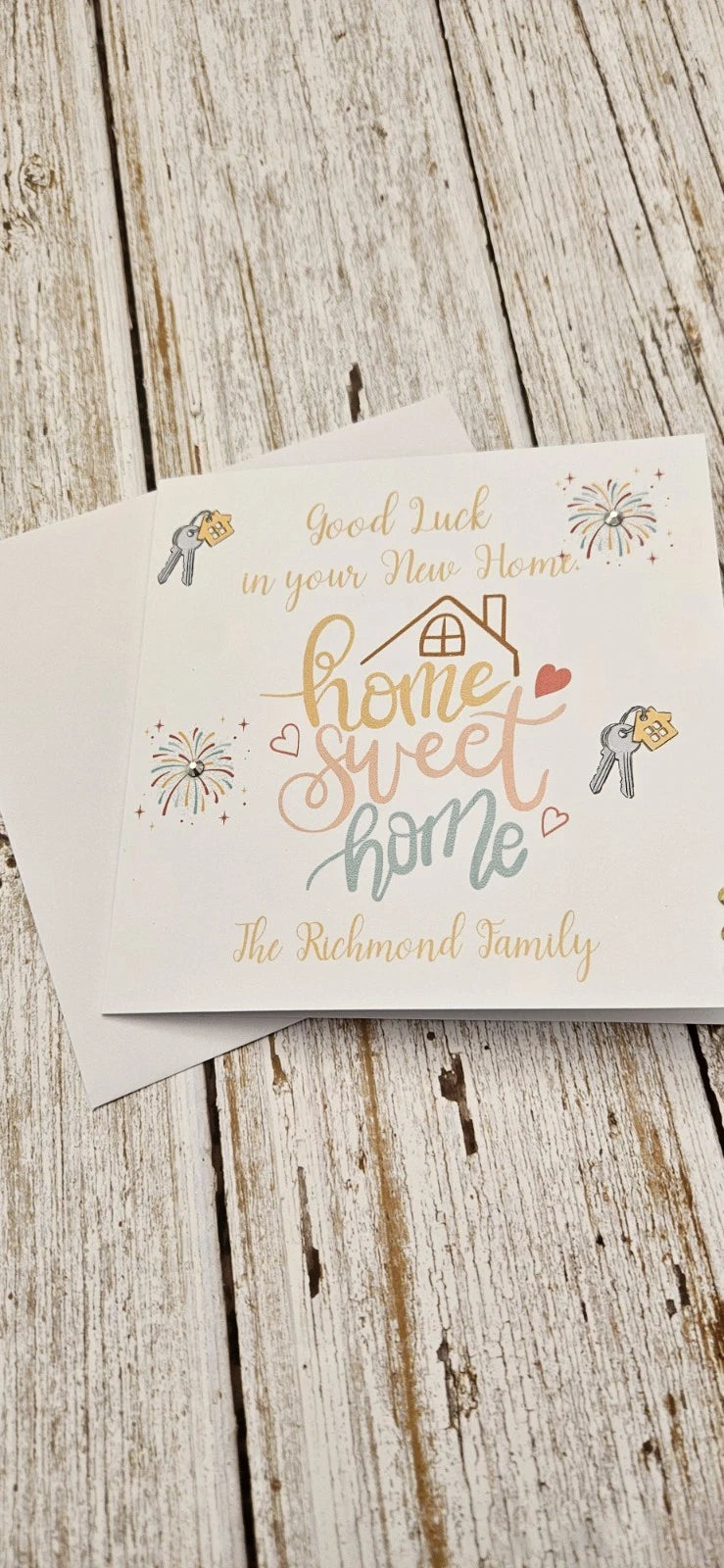 Personalised New Home Card | Home Sweet Home | Family Name | 6x6