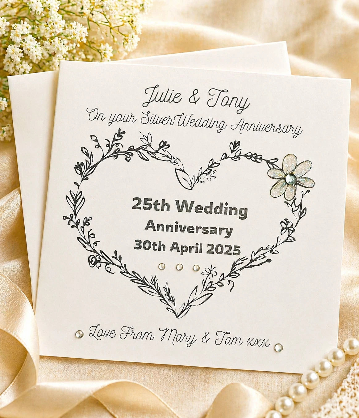 Personalised 25th Wedding Anniversary Card
