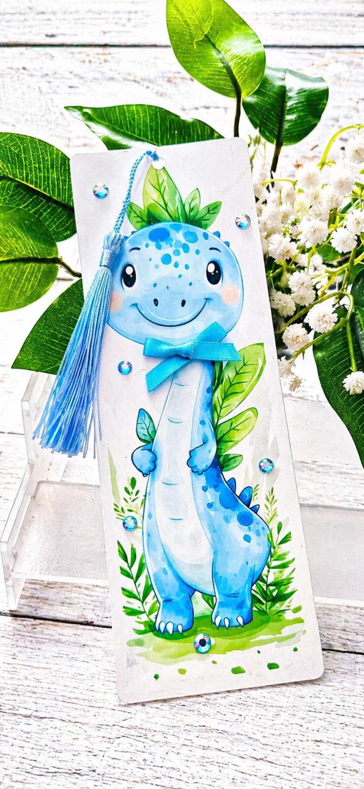 Personalised Dinosaur Glossy Double Sided Laminated Children's Bookmark Any Name