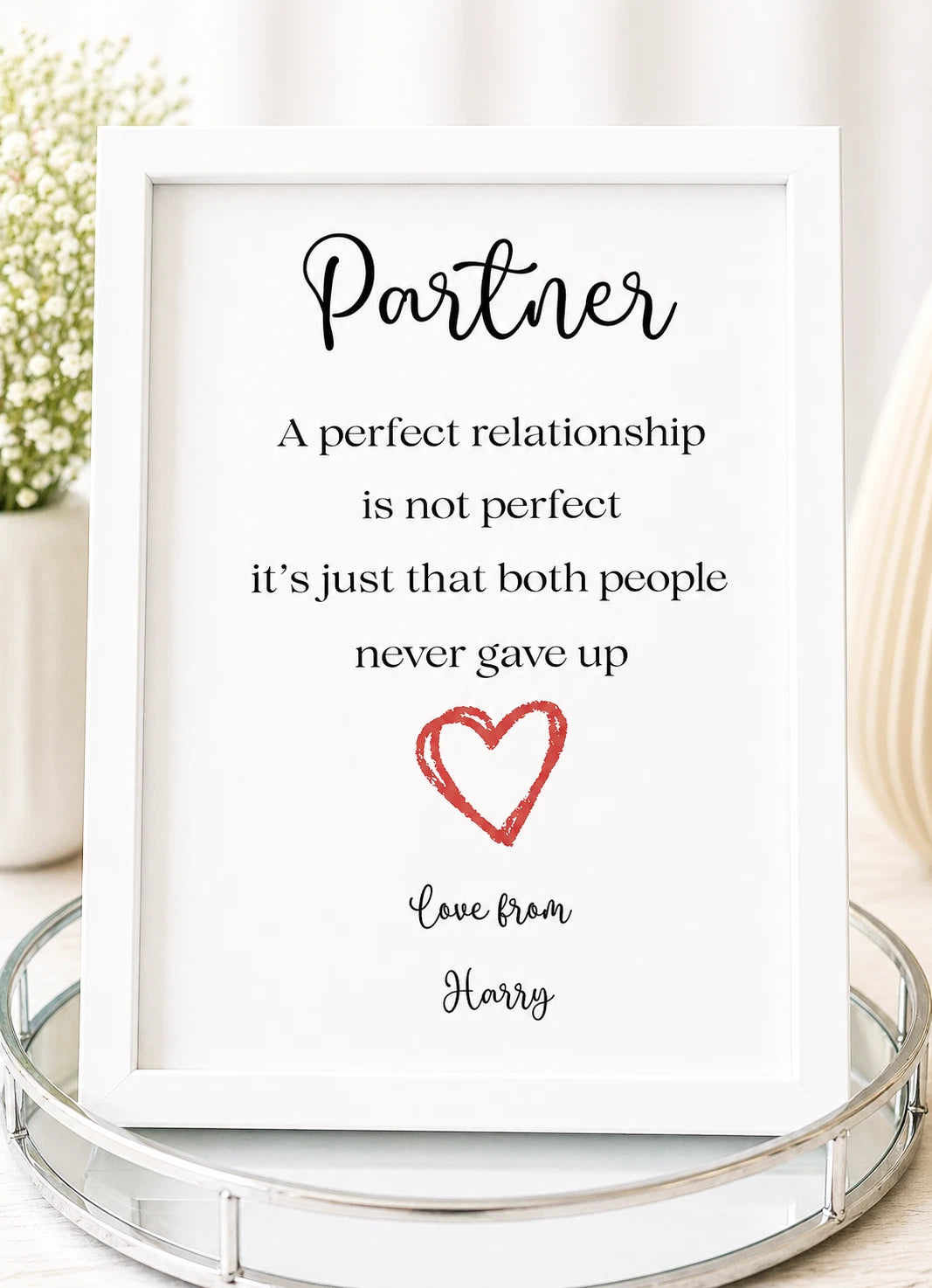 Personalised A4 Partner Print | Never Gave Up Romantic Gift