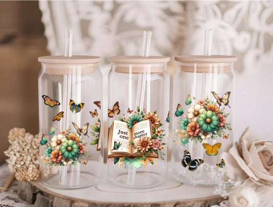 Personalised Book lover 16oz Acrylic or Glass Libby Can with Lid and Straw