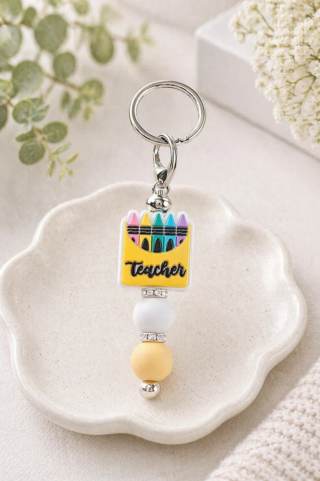 ποΈ "Teacher" Decorative Beaded Keychain β Ideal Gift for Teachers