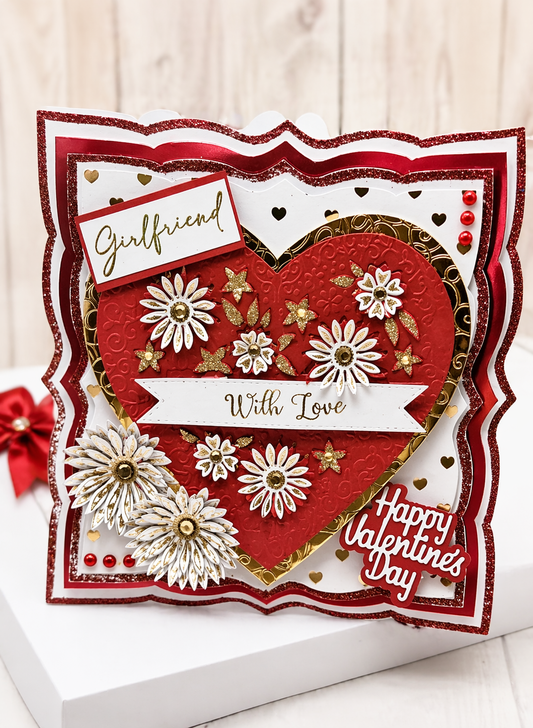 Handmade 3D Valentine 8x8 Boxed Card, Girlfriend, Wife, Fiancé