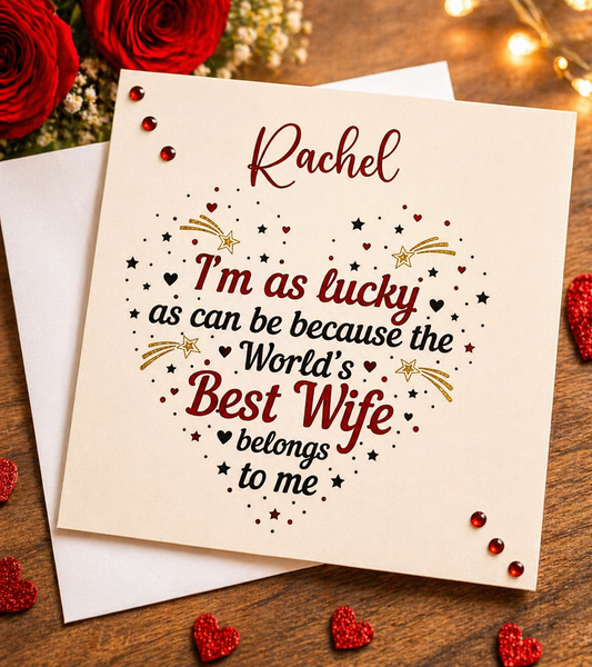 Personalised Wife Valentine's Day Card | World's Best Wife Belongs to Me | 6x6