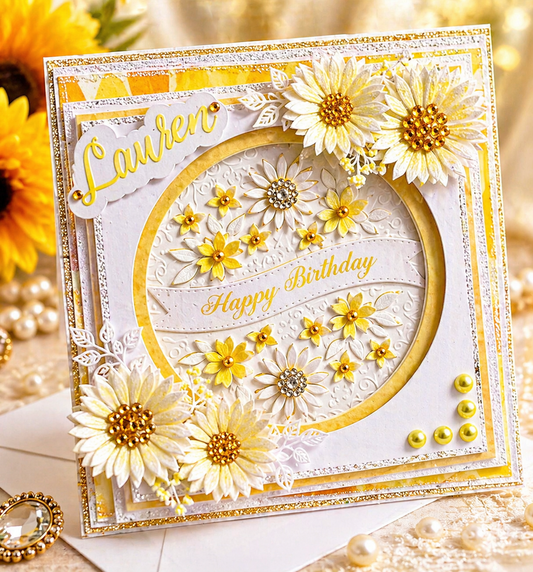 Personalised Daisy 3D Luxury Boxed Birthday Card | Handmade | 8x8 inches