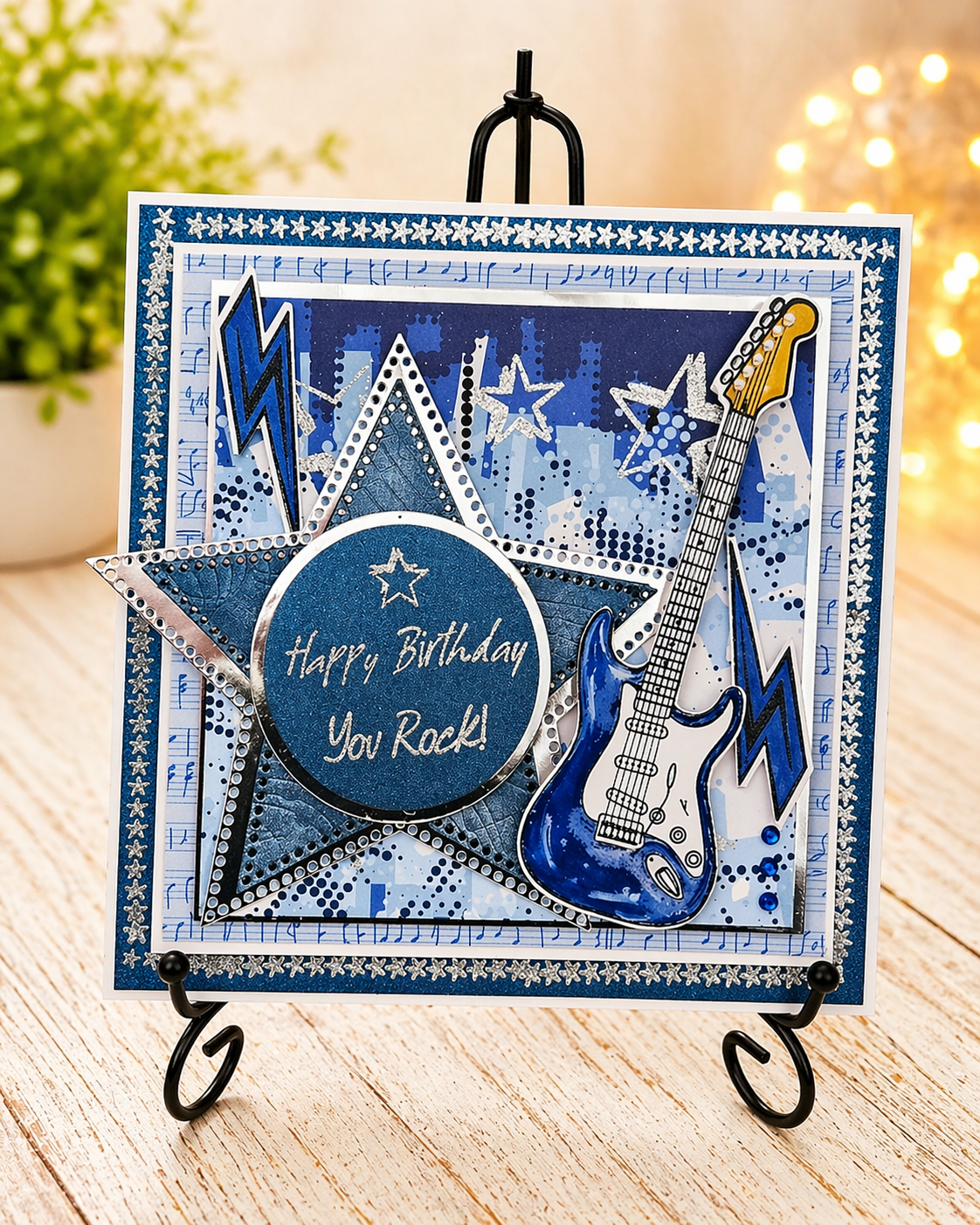 Personalised Luxury 3D Handmade Boxed Birthday Card | Electric Guitar You Rock | Any Relation | 8x8