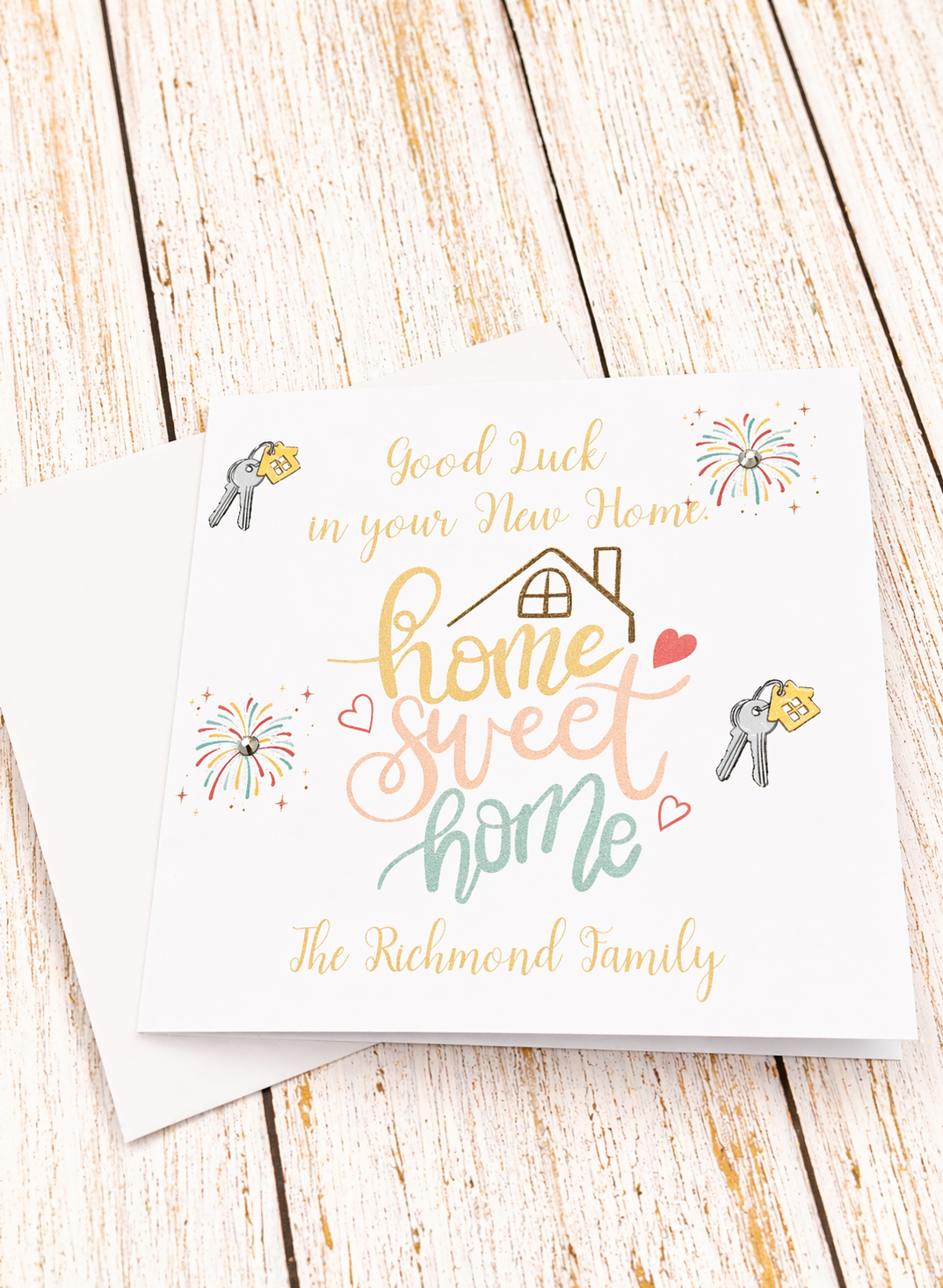 Personalised New Home Card | Home Sweet Home | Family Name | 6x6