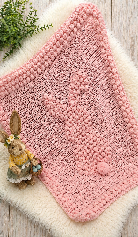 Bobble Bunny Baby Blanket  Pink.