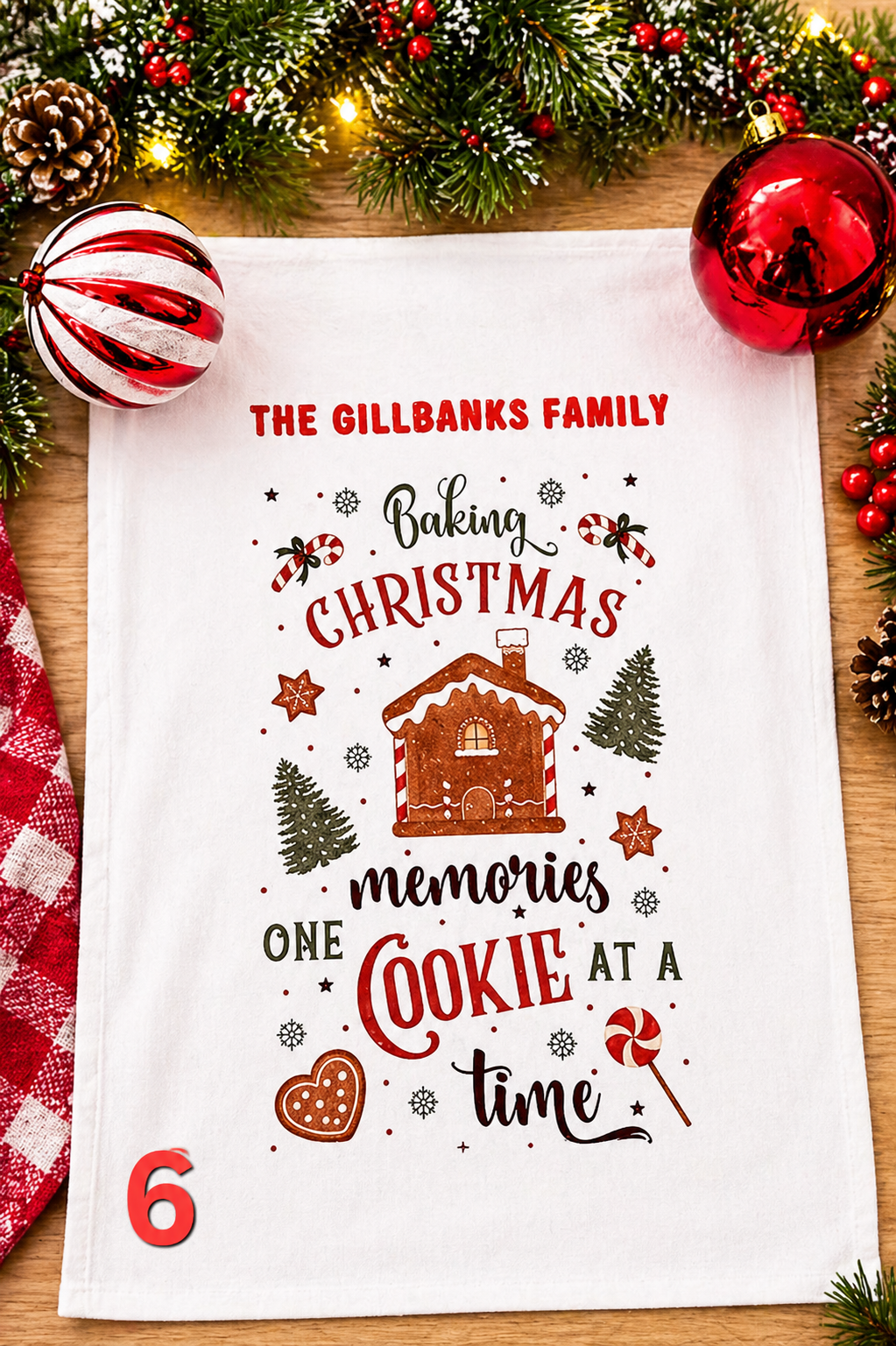 Personalised Christmas Kitchen Towel | 7 Festive Designs | Family Name