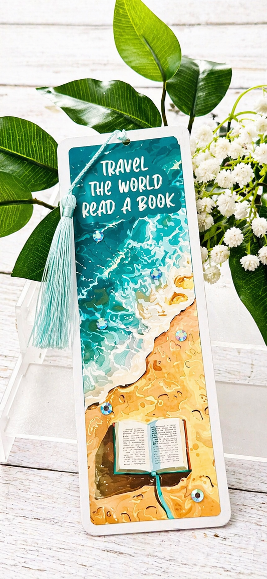 Personalised Glossy Laminated Beach Themed Bookmark Gift