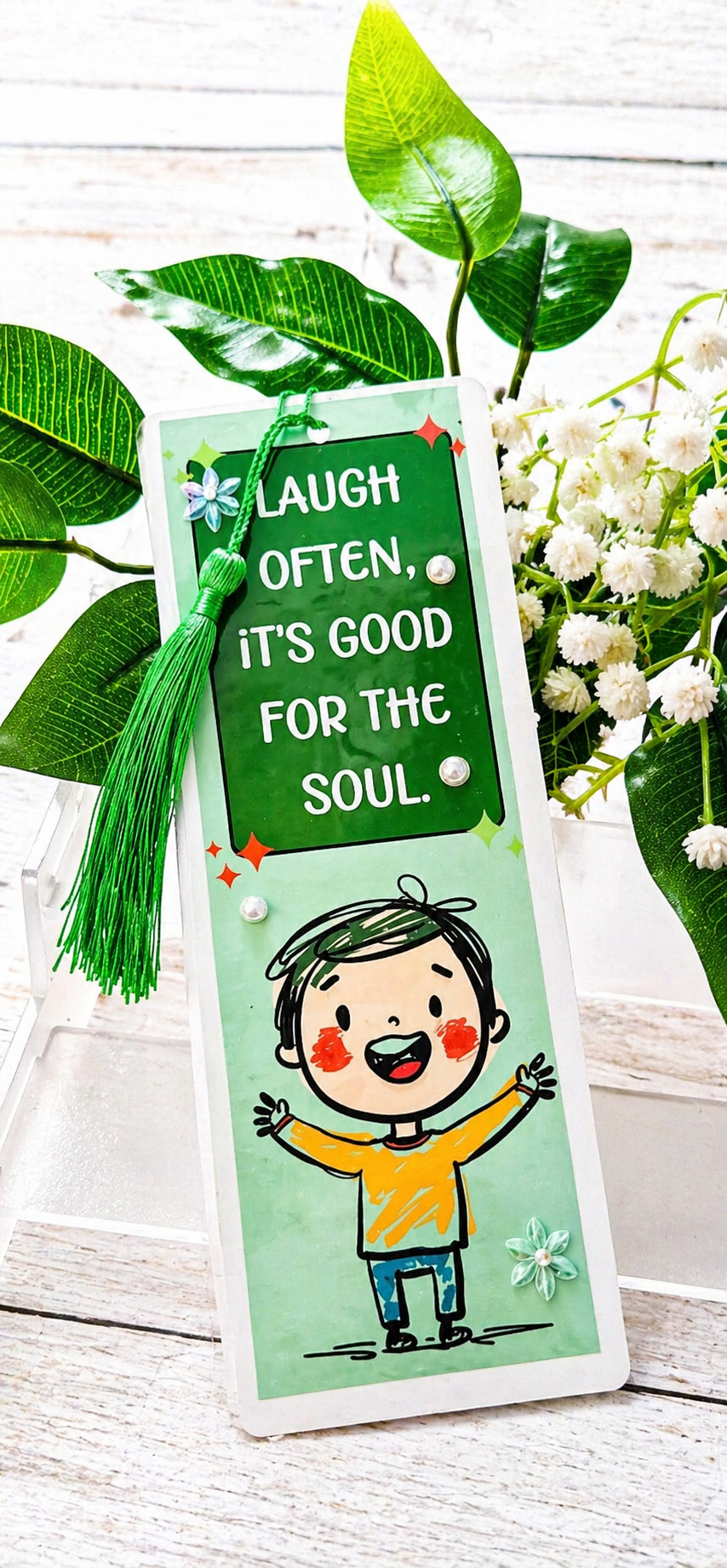 Personalised Glossy Double sided Laminated Children's Laugh Often Bookmark Any Name.