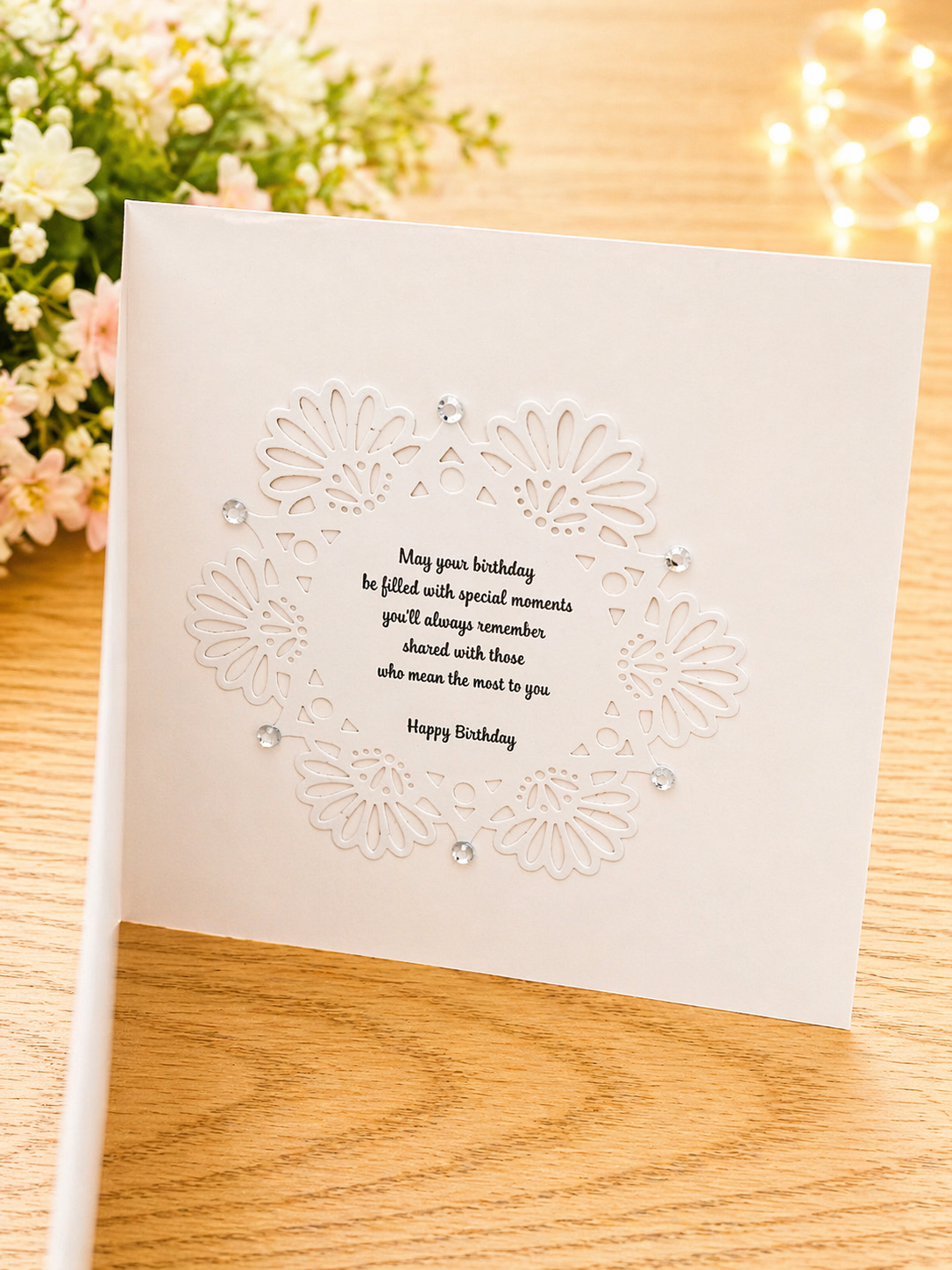 Luxury 3D Handmade Boxed Birthday Card | Blush Pink Daisy Blooms Holographic Leaves | Any Relation | 8x8