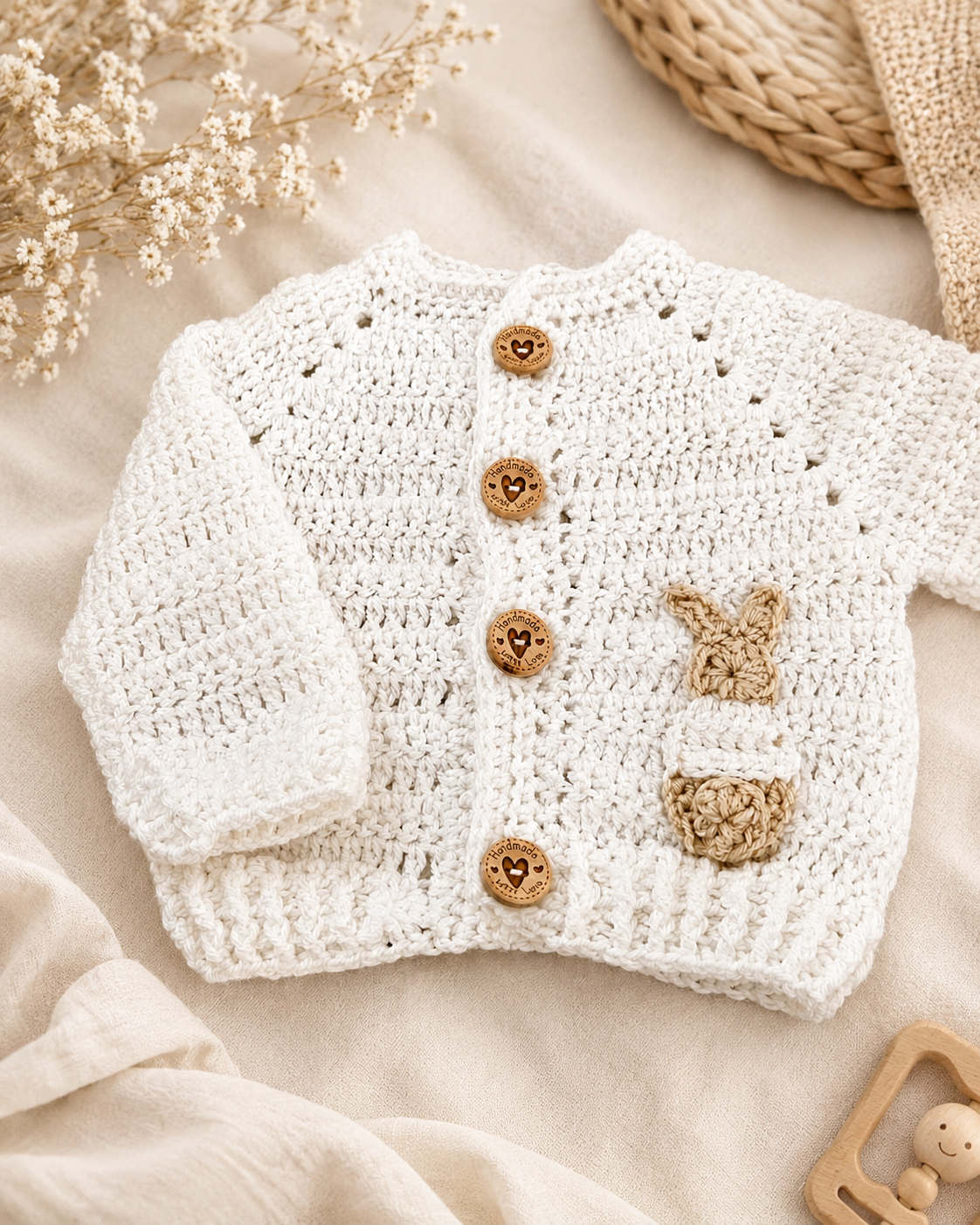 🐰 Handmade Crochet Bunny Cardigan