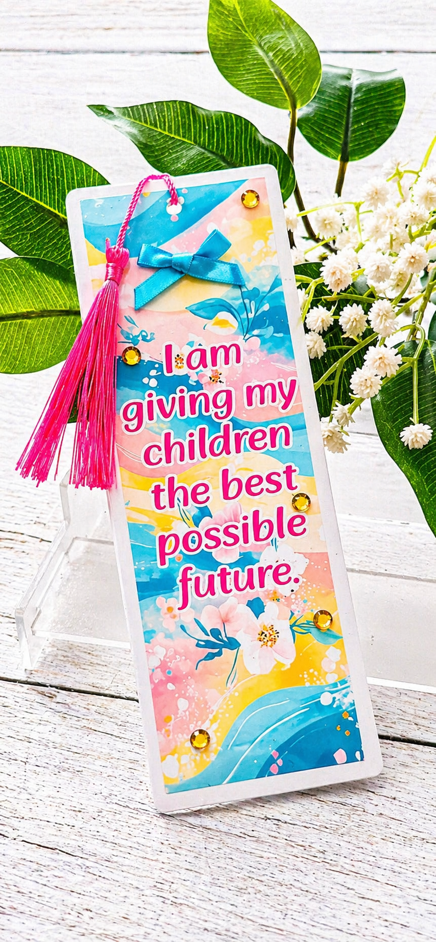 Personalised Glossy Laminated Mothers Day Bookmark Gift.