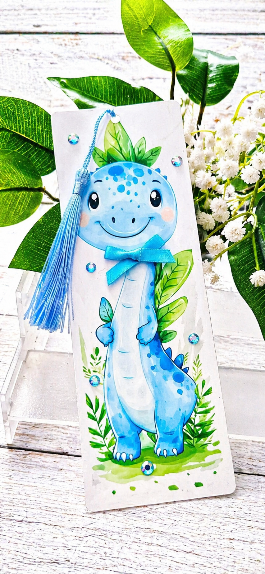 Personalised Dinosaur Glossy Double Sided Laminated Children's Bookmark Any Name