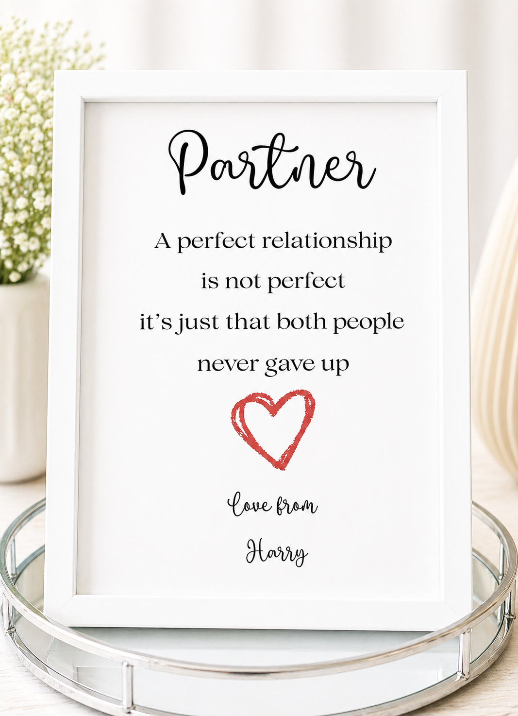 Personalised A4 Partner Print | Never Gave Up Romantic Gift