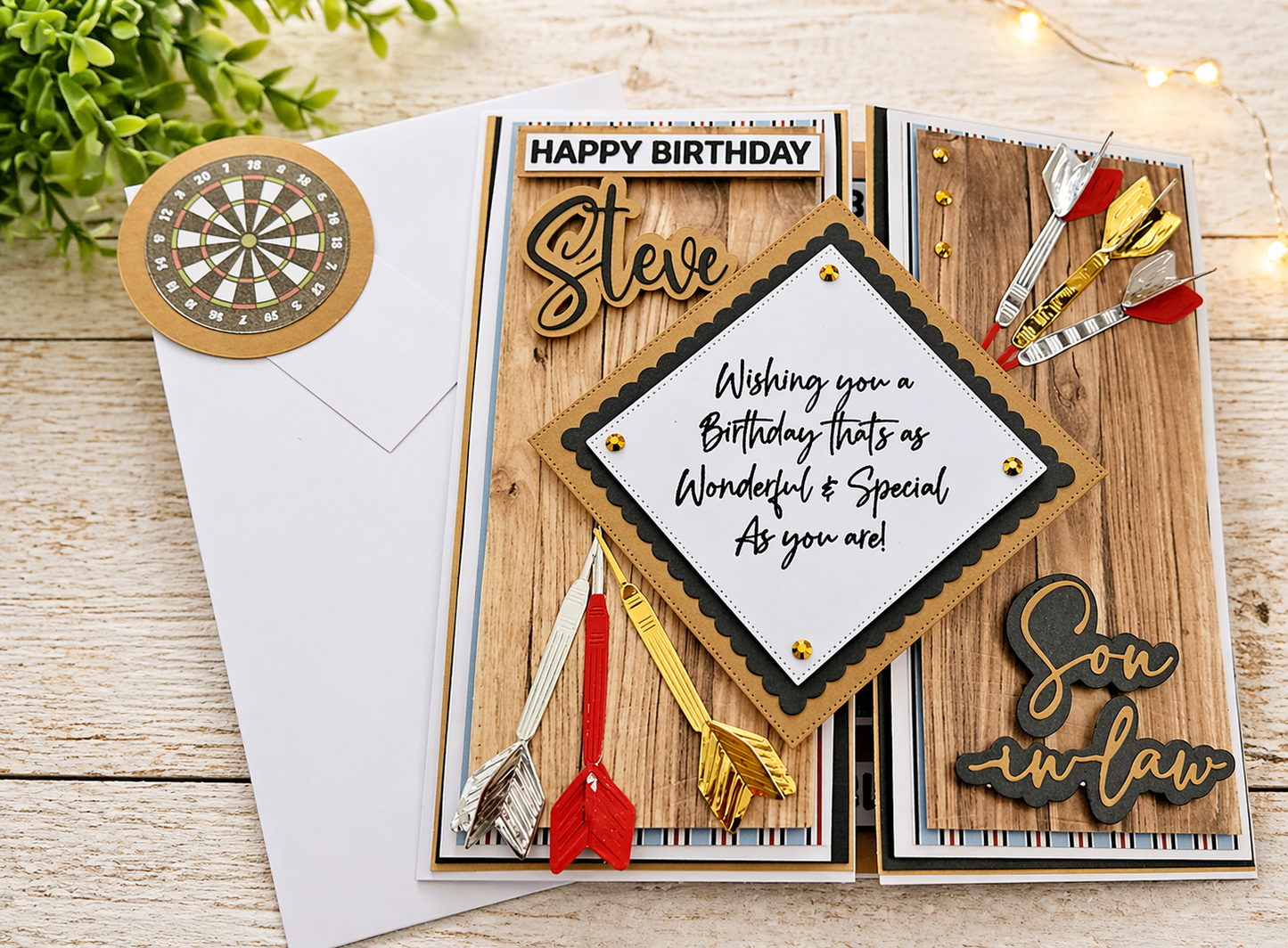 Personalised 3D Luxury Gatefold Birthday Card | Darts Dartboard 180 Bullseye | Any Relation | Handmade 8x8