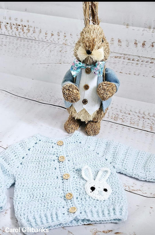 Handmade crotchet baby Bunny Cardigan.