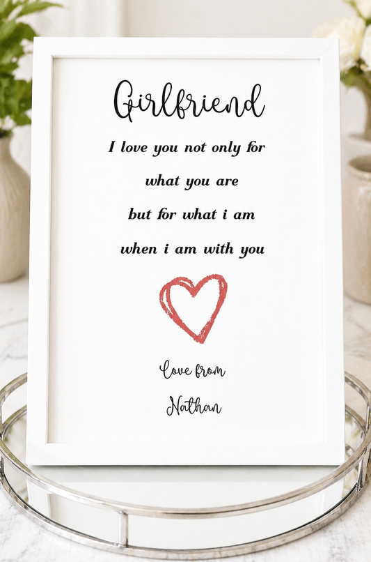A4 Girlfriend PRINT ONLY. Personalised Gift
