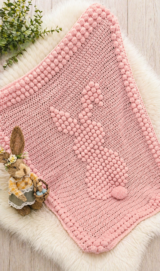 Bobble Bunny Baby Blanket  Pink.