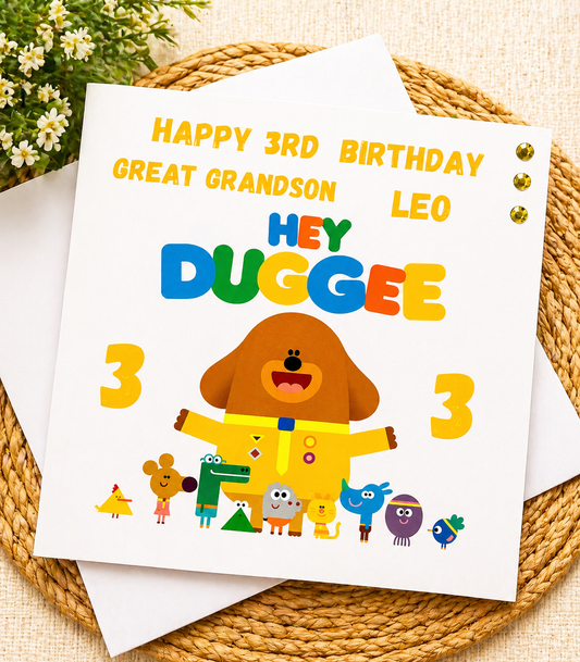 Hey Duggie Personalized Birthday Card Age-Related Name