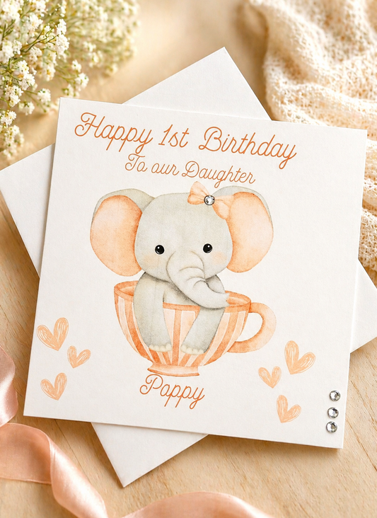 Happy First Birthday 6x6 Card Daughter