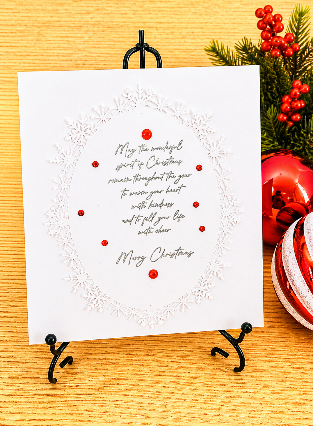 Personalised 3D Luxury Boxed Christmas Card | Red Glitter Ice Skates Candy Canes | Any Relation | Handmade 8x8