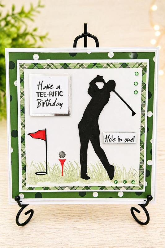 3D boxed 8x8  Birthday card for the golfer lover. Dad, husband, fiance, Brother