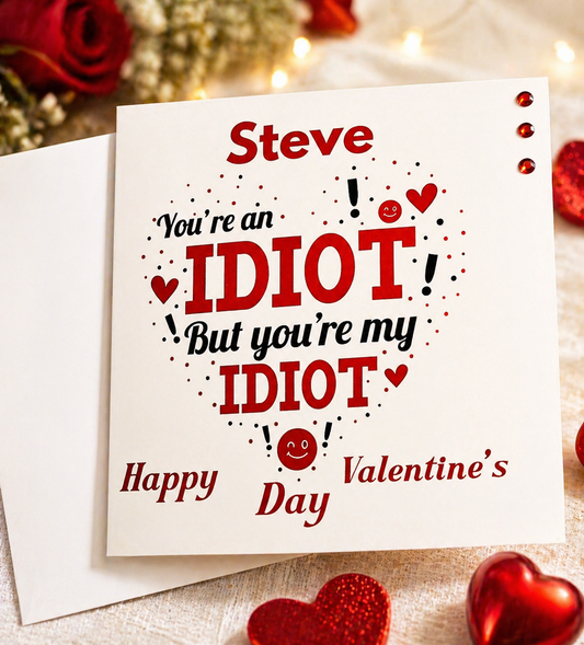 Personalised Valentine's Day Card | You're an IDIOT But You're My IDIOT | Funny 6x6