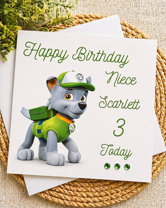 Rocky Paw Patrol Personalized Birthday Card Any Name Age