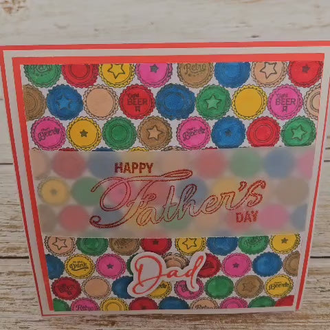 Personalised Handmade Father's Day & Birthday Card | Multicolour Beer Bottle Caps | Dad Grandad Stepdad | Any Relation | 8x8