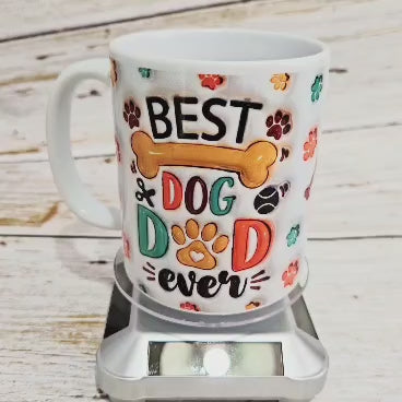 🐾 "Best Dog Dad Ever" Personalised Photo Coffee Mug — 11oz