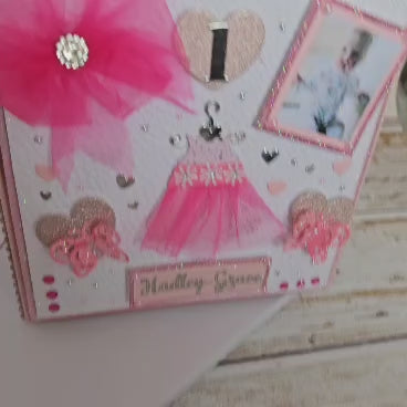 Personalised 3D Luxury Boxed 1st Birthday Card | Tutu Dress Photo Bow | Daughter Granddaughter Niece | Name & Photo | 8x8