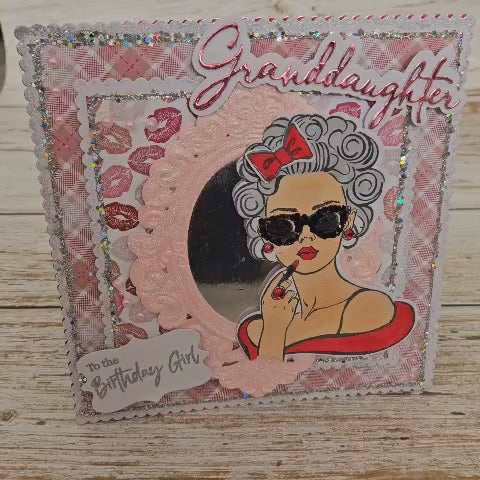 Luxury 3D Handmade Boxed Birthday Card | Hollywood Glam Lipstick Kiss | Granddaughter Daughter Sister | Any Relation | 8x8