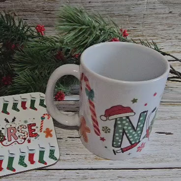 Personalised Xmas Nurse 11oz Mug and Coaster