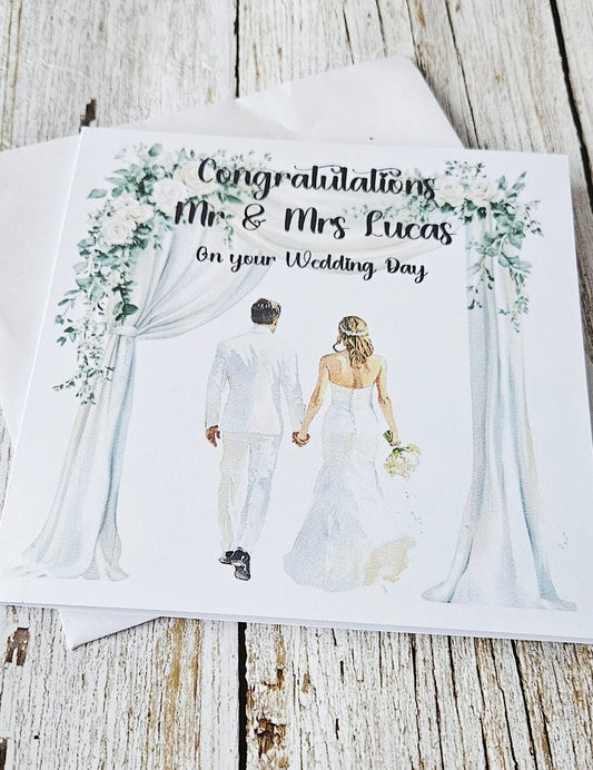 Personalised 300gsm 6x6 Wedding Day  Card With White Envelope