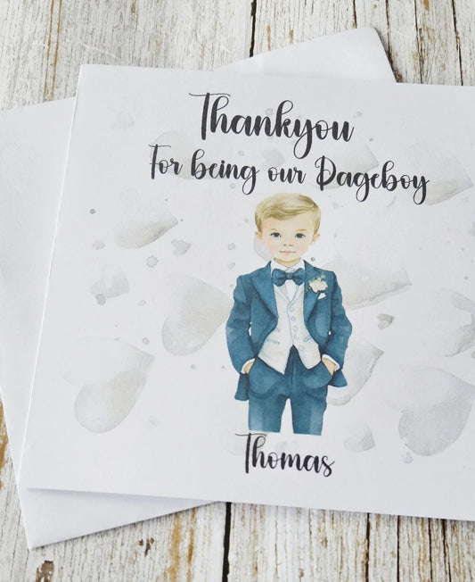 Thankyou for Being Our Pageboy Thank You Card 300gsm White Envelope