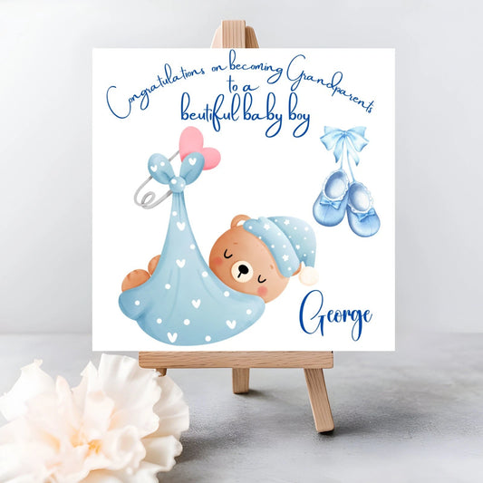 Personalised Congratulations On Becoming Grandparents Card | New Baby Boy